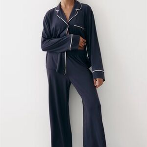 H&M Light Blue Pajama Set White Trim